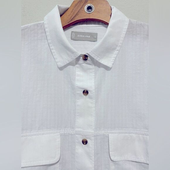 Everlane Oversized Textured Camp Short Sleeve Shirt w/ Chest Pockets Size Small - Picture 2 of 7